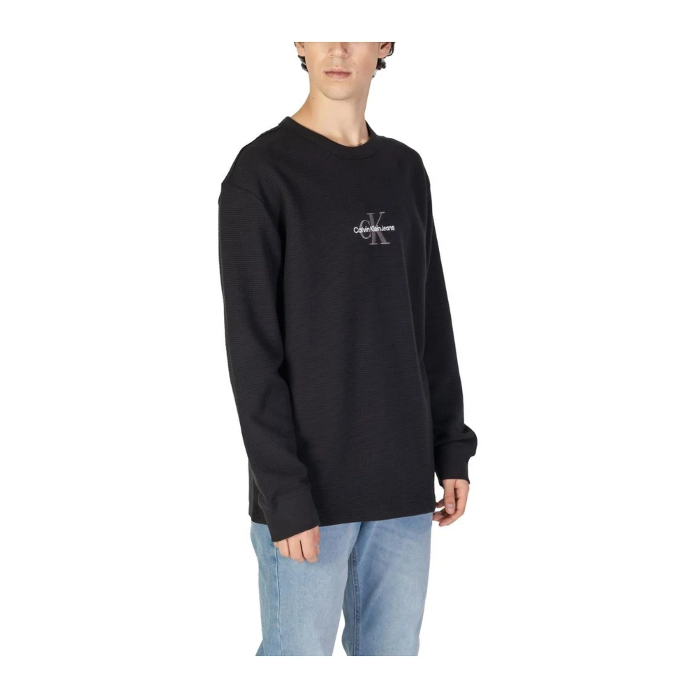 Calvin Klein Jeans Zwarte Katoenen Crewneck Sweater Black Heren