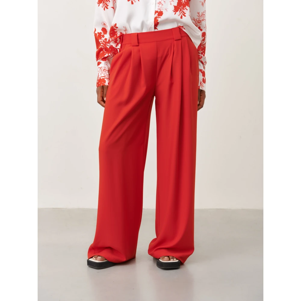 Jane Lushka Rode Wide-Leg Thea Broek Red Dames