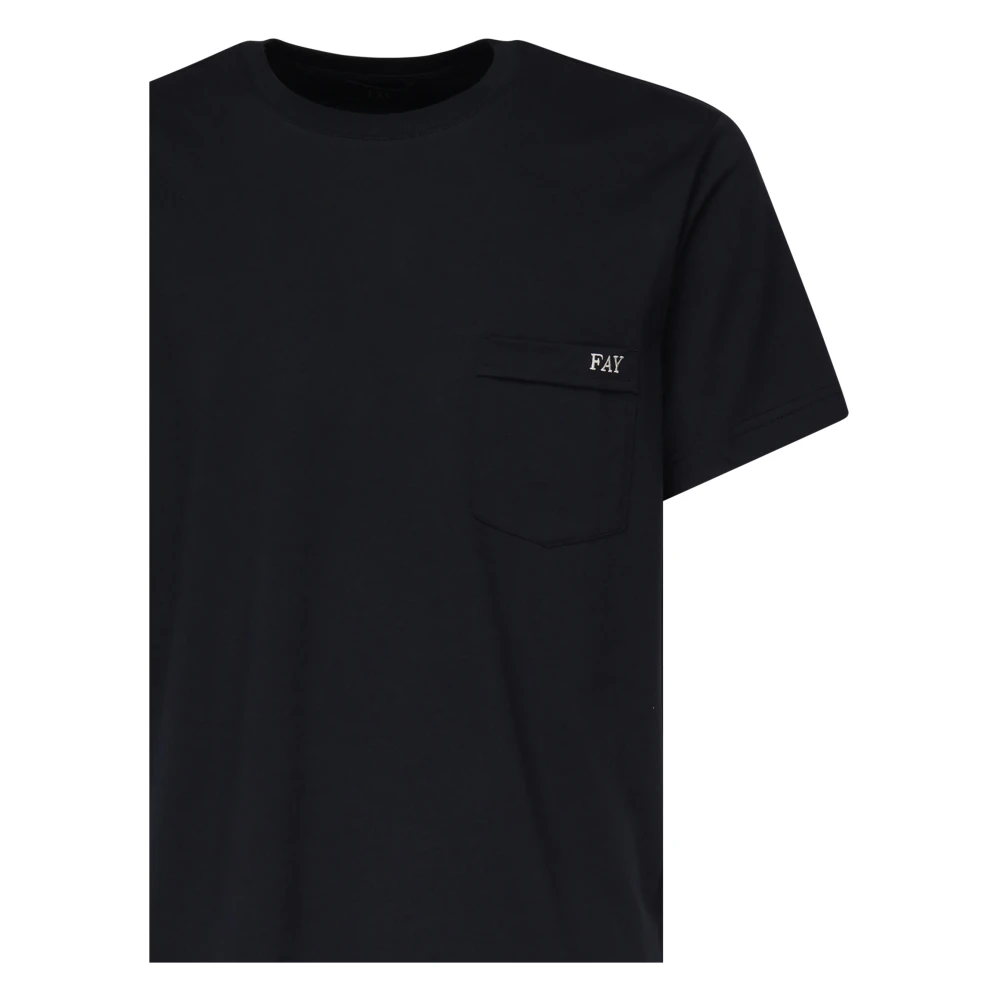 Fay Jersey Pocket T-shirts en Polos Black Heren