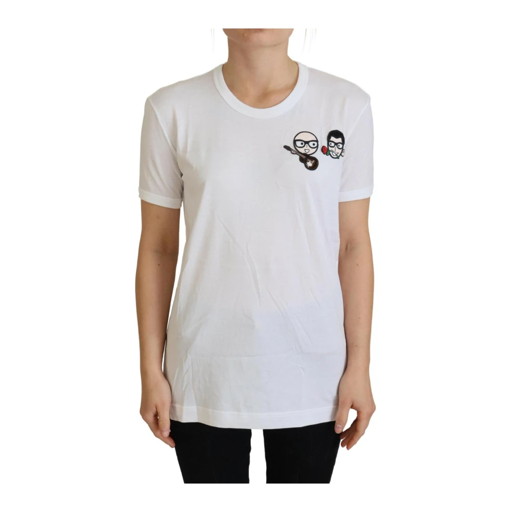 Dolce & Gabbana Women's White T-Shirts, Xs, Crewneck Cotton T-Shirt Th8067