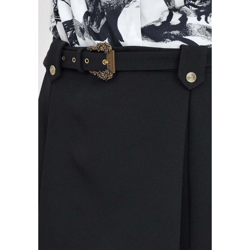 Versace Jeans Couture Zwarte Gesp Geplooide Rok Black Dames