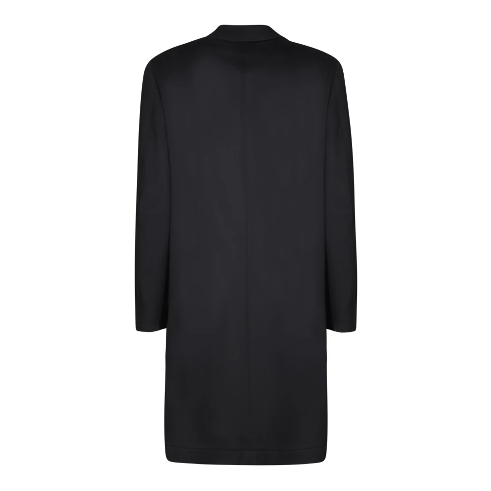 Canali Zwarte Wol Kasjmier Jas Elegant Ontwerp Black Heren