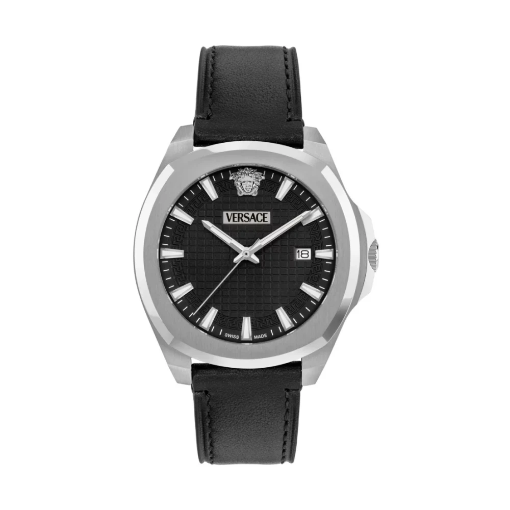 Versace VEKKA0125 Luxury black silver Leather Men's Watch NEW - Image 2