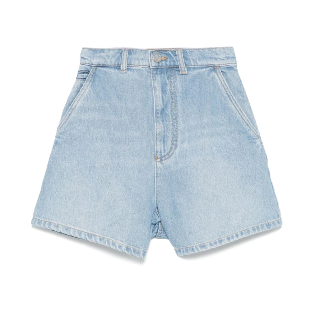 Emporio Armani Women's Blue Denim Shorts, W29, J77 High-Rise Worn-Effect Denim Shorts