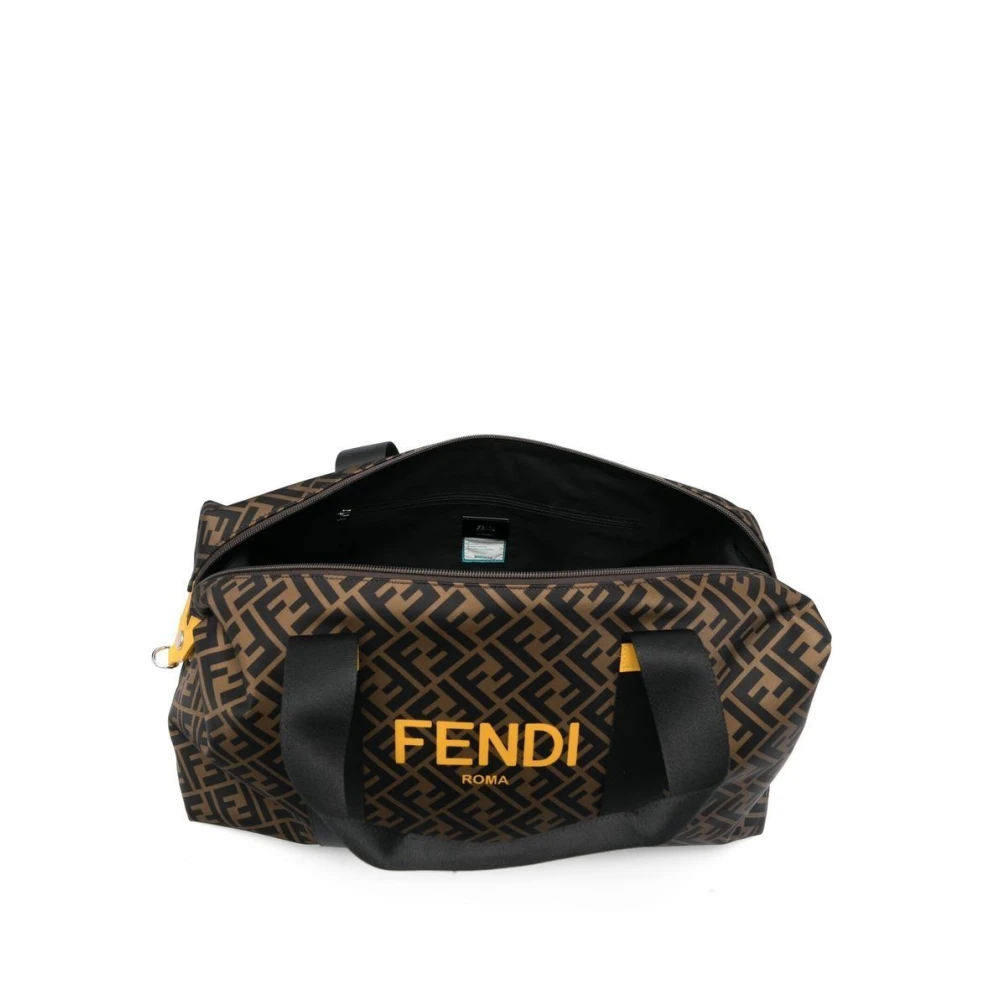 Fendi Logo Print Sporttas Brown Heren