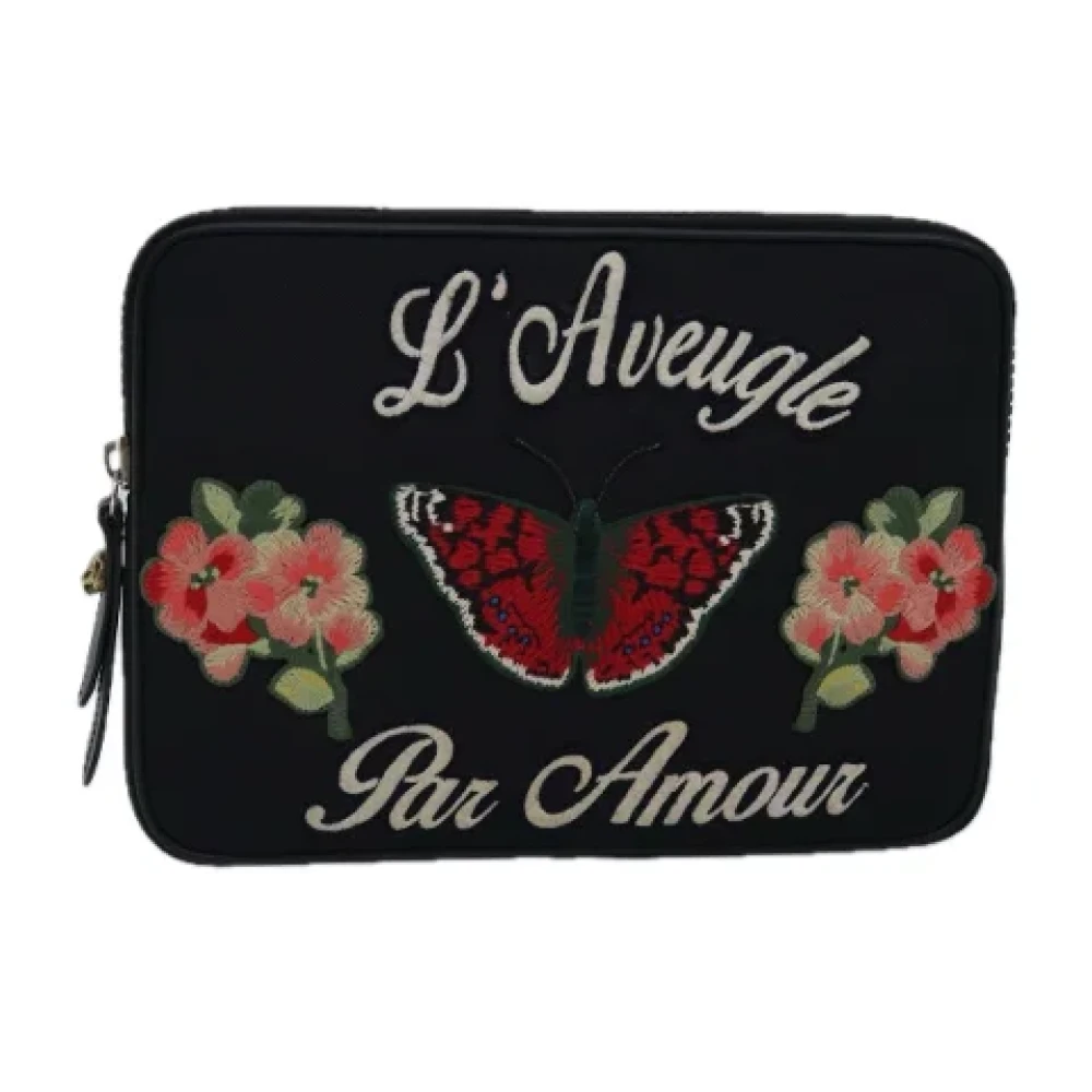 Gucci Vintage Pre-owned Canvas clutches Black Dames