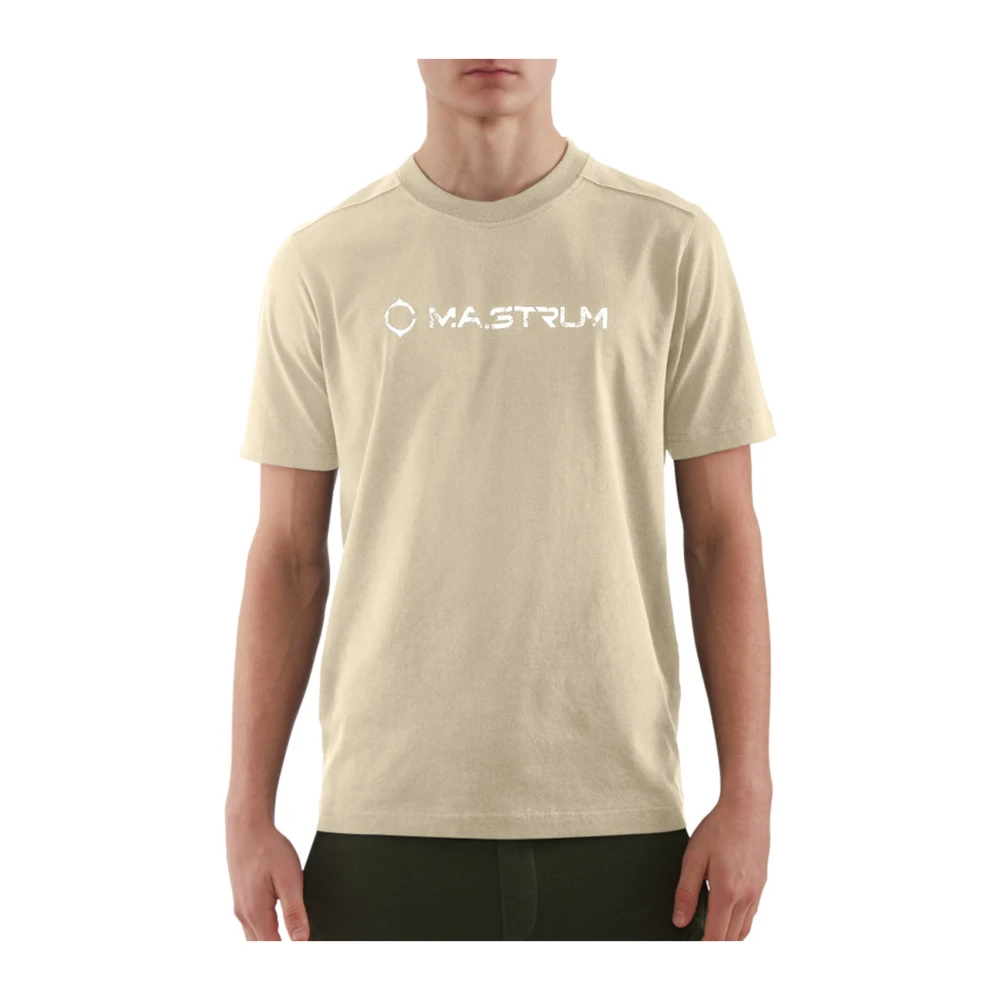 Ma.strum Gescheurd Logo Tee Klassieke Pasvorm Stijl Beige Heren