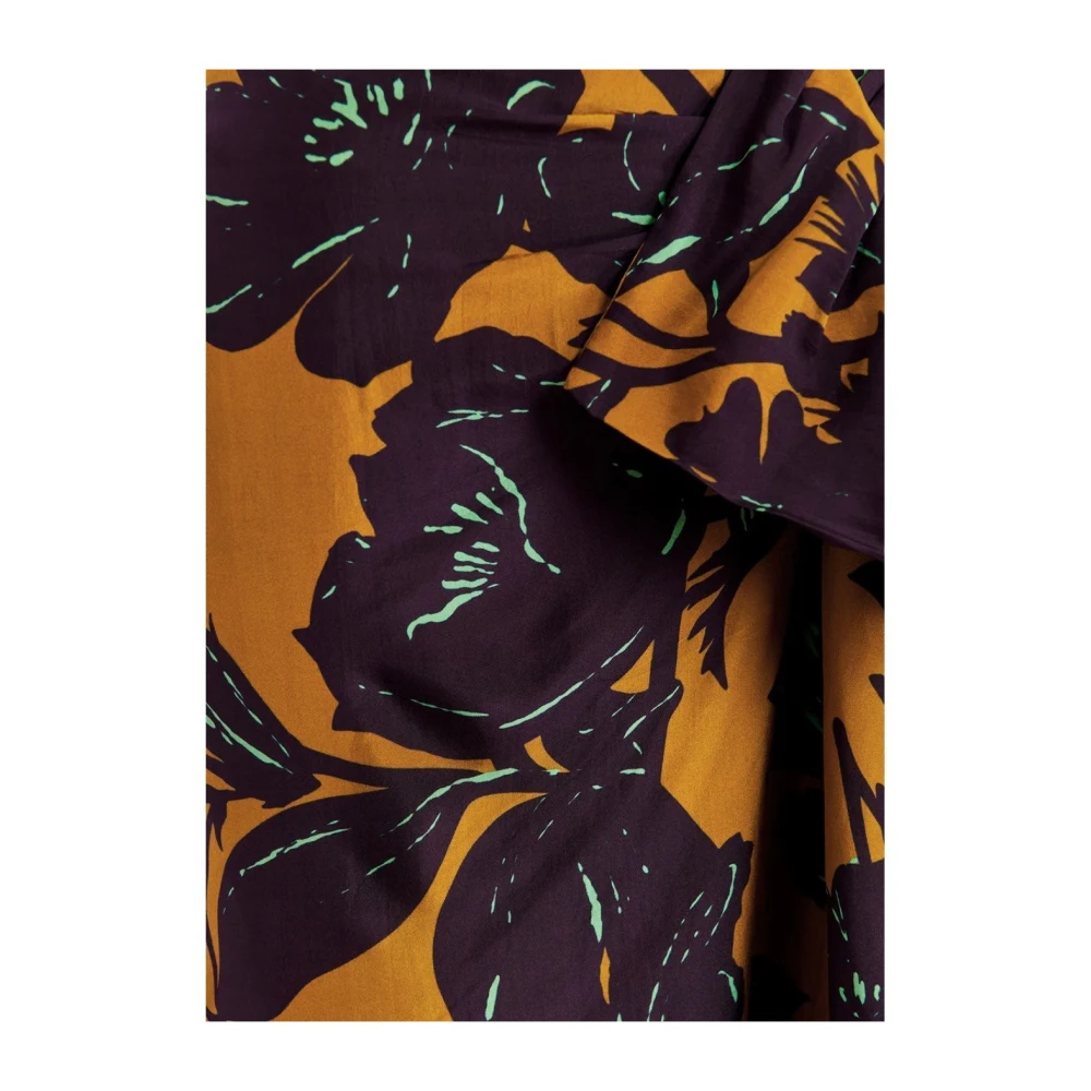 Essentiel Antwerp Bronzen Bloemen Gedrapeerde Zijden Rok Multicolor Dames