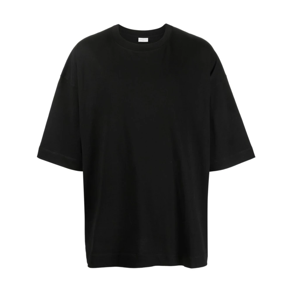 Dries Van Noten Zwarte Katoenen T-shirt met Ronde Hals Black Heren