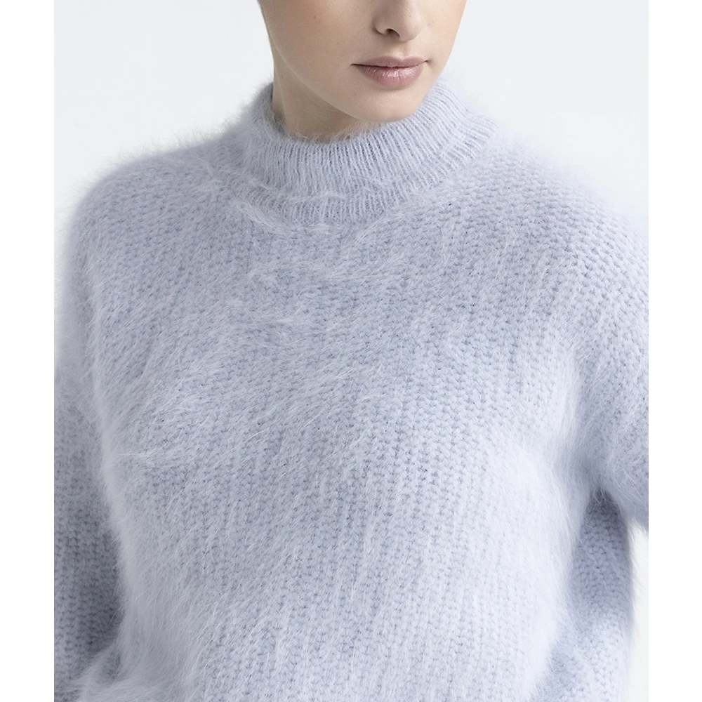 PESERICO Angora wol garen trui Blue Dames