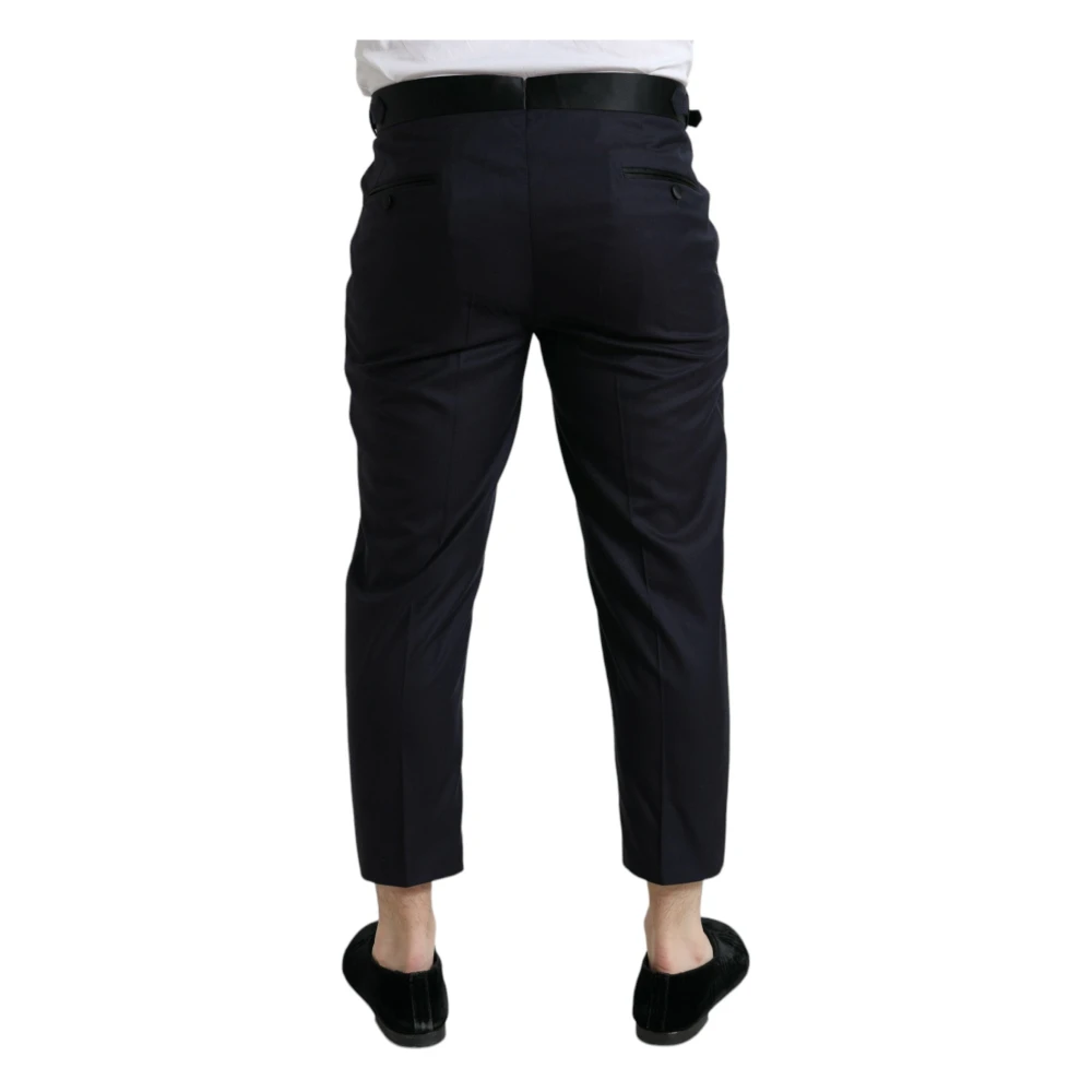 Dolce & Gabbana Elegante Geknipte Jurkbroek in Wol-Zijde Mix Blue Heren
