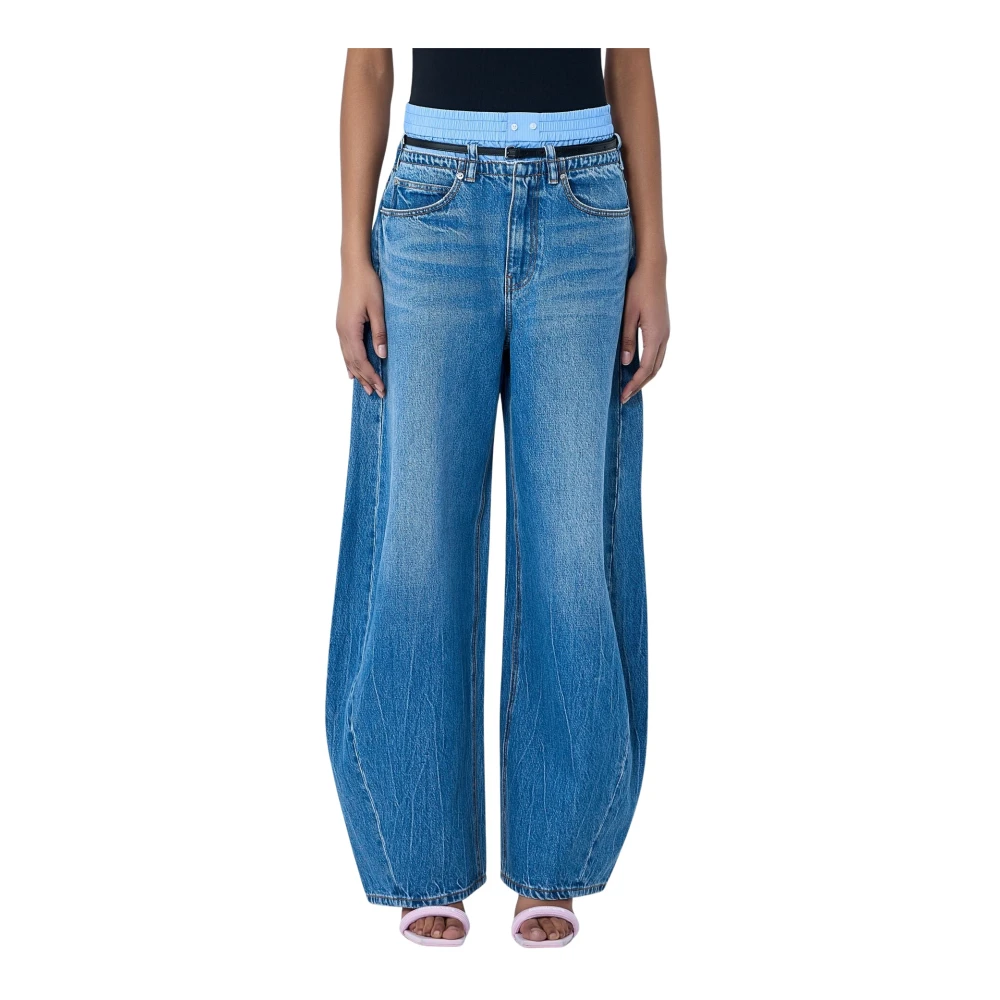 Alexander Wang Women's Blue Wide-Leg Denim Trousers - Loose Fit Jeans - W25 - Jeans