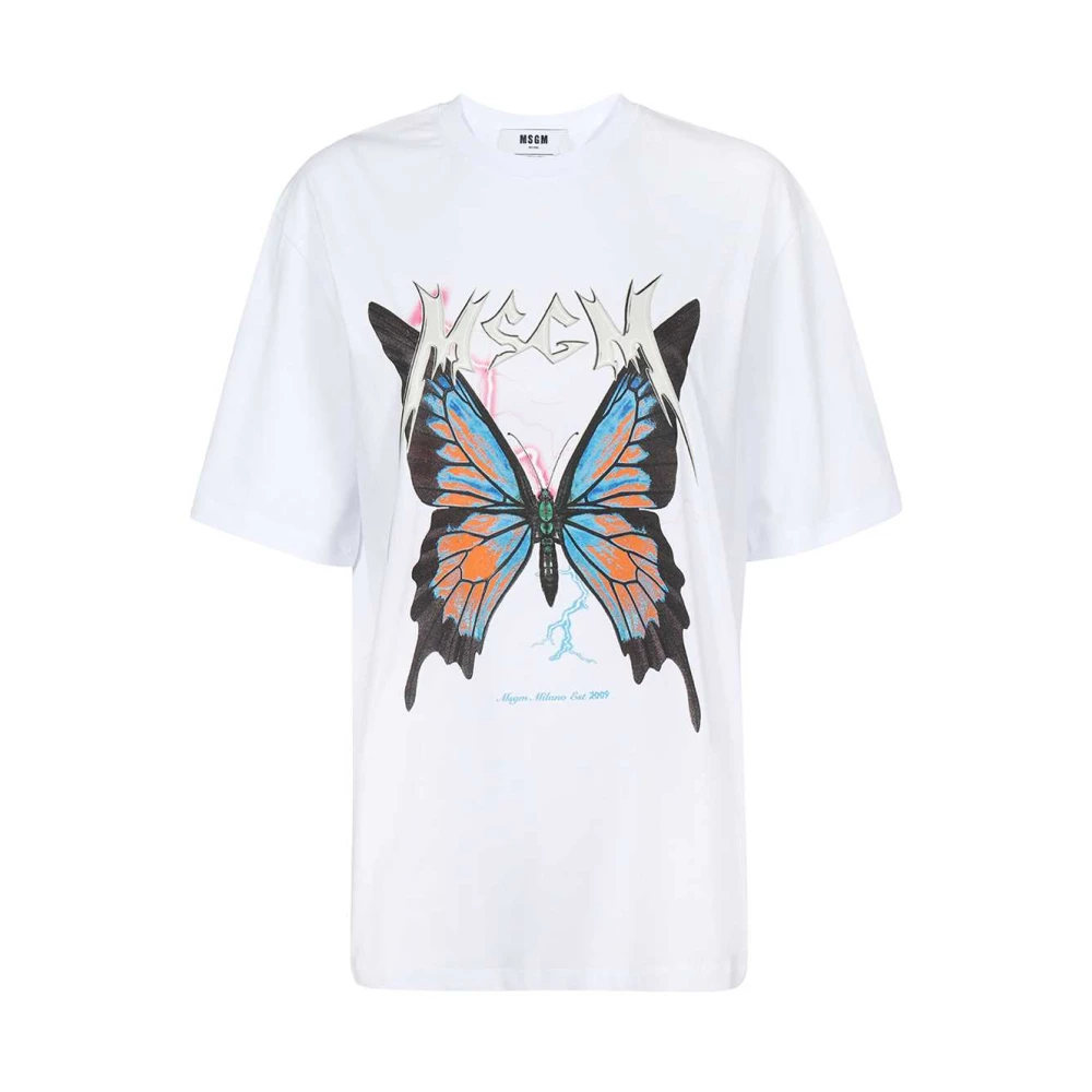Msgm Katoenen T-shirt met print White Dames