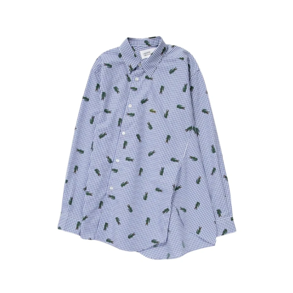 Comme des Garçons Lacoste X Shirt Oversized Asymmetrisch Vichy Blue Dames