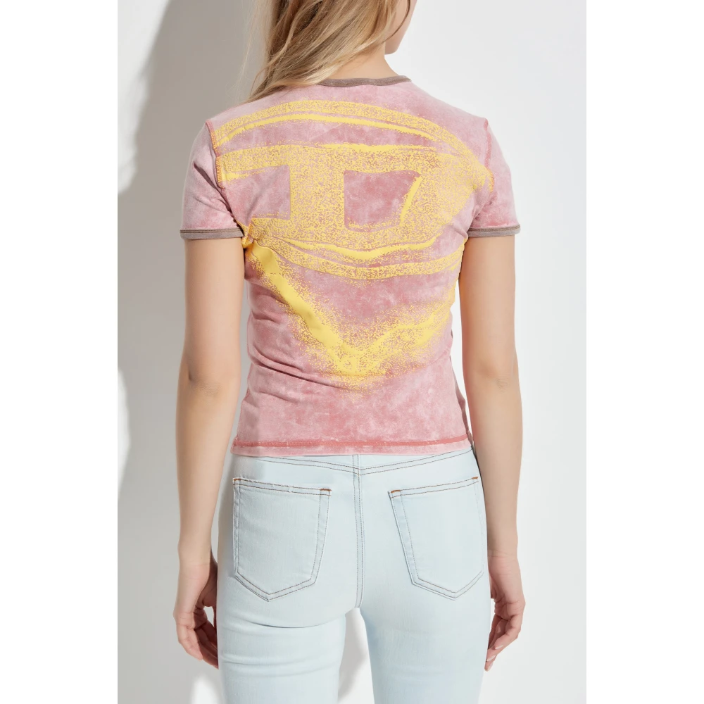 Diesel T-shirt T-Uncutie-Long-Q3 Pink Dames
