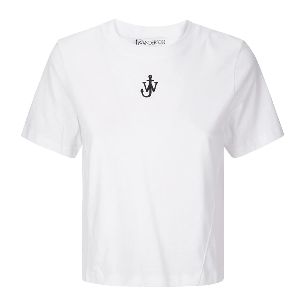 JW Anderson Geborduurd Logo Crop T-shirt White Dames