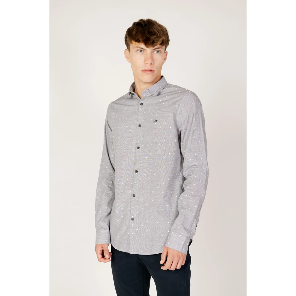 Armani Exchange Gestreept overhemd zwart slim fit Blue Heren