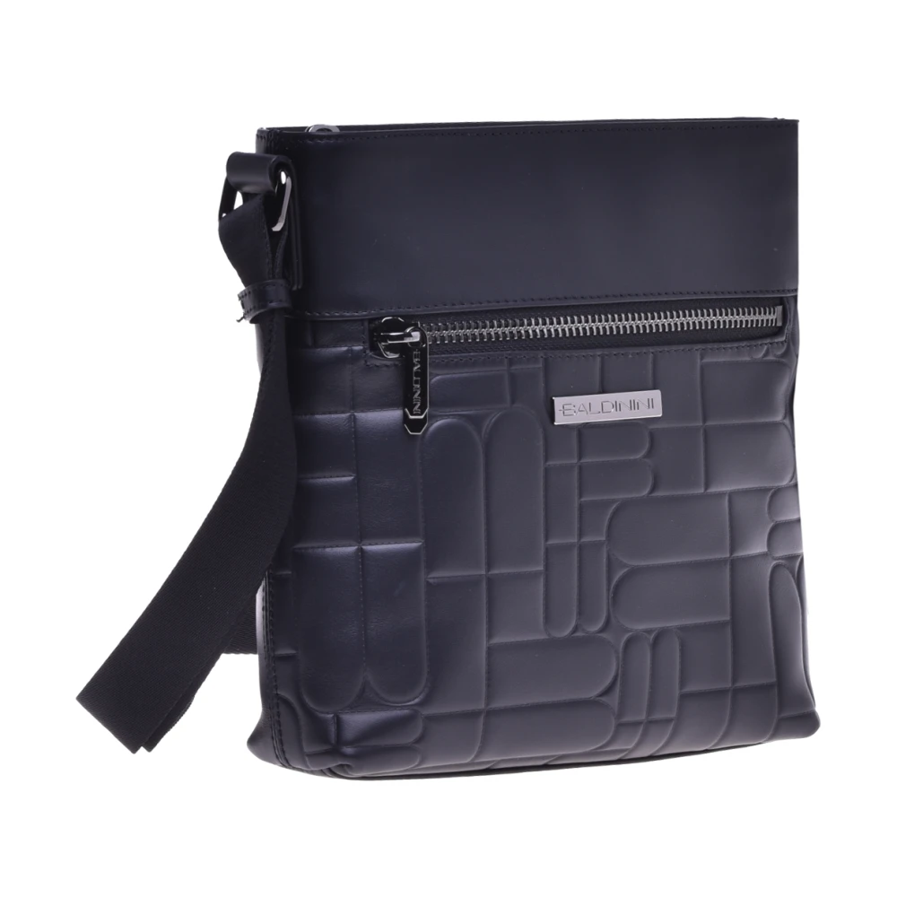 Baldinini Crossbody bag in black quilted leather with monogram Black Heren