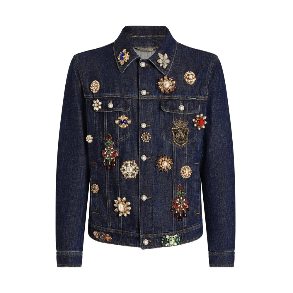 Dolce & Gabbana Indigo Blauwe Knoopsluiting Buitenkleding Jas Blue Heren