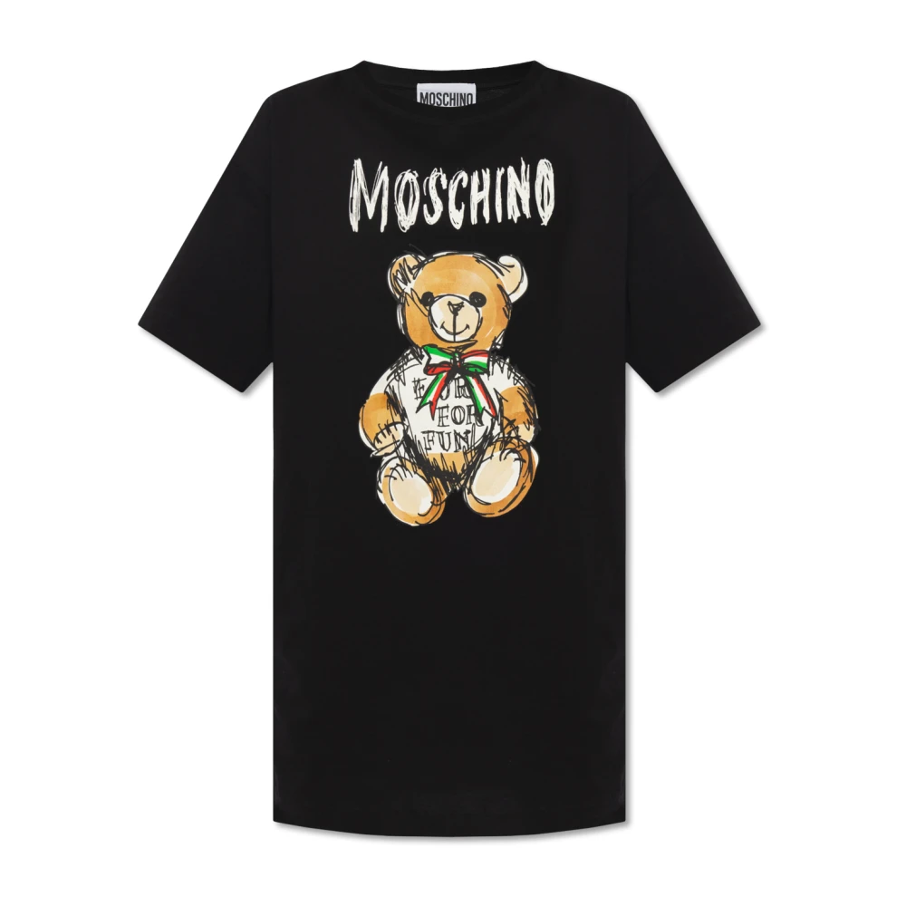 Moschino Teddy Bear T-shirt Jurk Black Dames