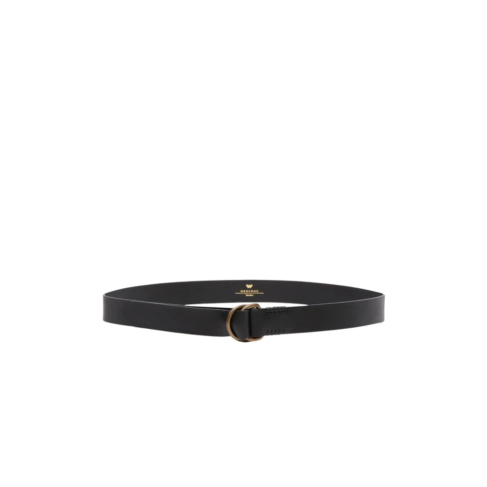 Max Mara Weekend Elegant leren riem met dubbele O-ring gesp Black Dames