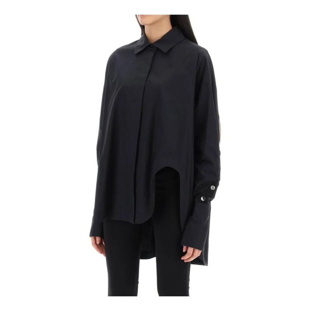 The Attico Zwarte Asymmetrische Katoenen Overhemd Black Dames