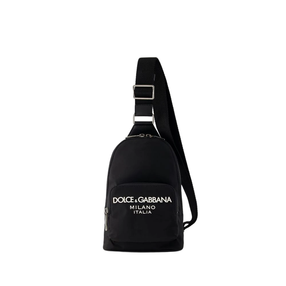 Dolce & Gabbana Logo Crossbody Tas Nylon Zwart Black Heren