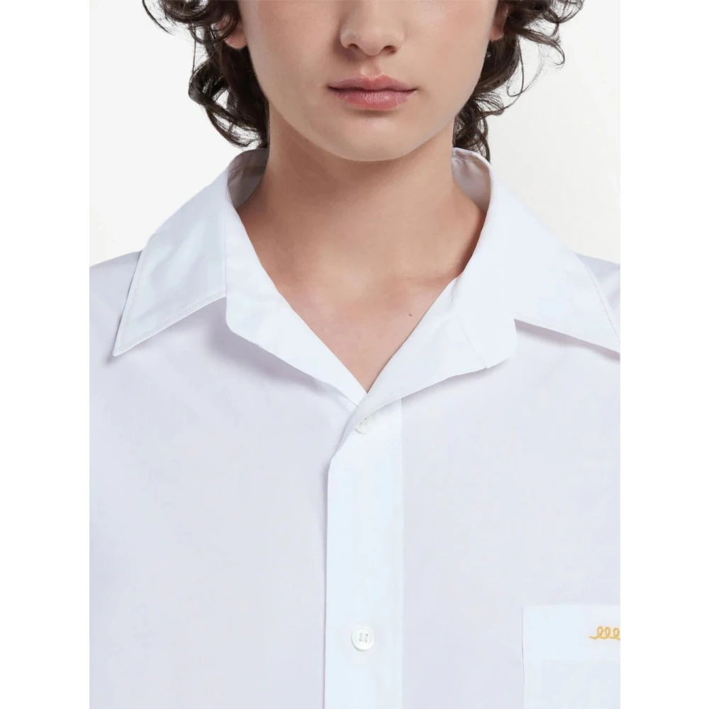 Marni Geborduurd Logo Katoenen Overhemd White Dames