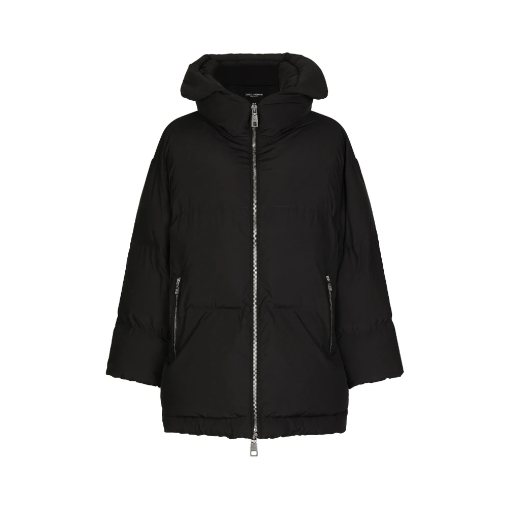 Dolce & Gabbana Zwarte Pufferjas met Hoge Hals Black Dames