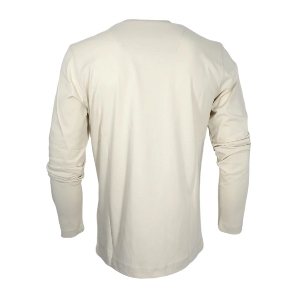 aeronautica militare Lange Mouw Geborduurd Jersey T-Shirt Ivoor Beige Heren