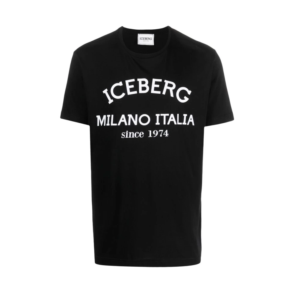 Iceberg Zwart Logo Print Crew Neck T-shirt Black Heren