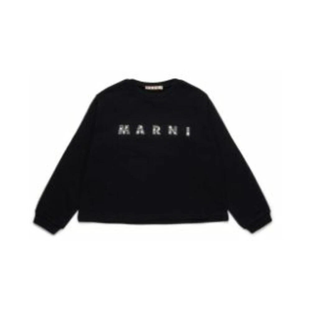 Marni Girls Black Sweatshirts,, Kids Crewneck Sweatshirt Size 4 Y