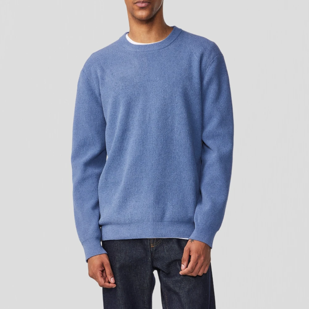 Nn07 Mode Crewneck Sweater met Ribdetails Blue Heren