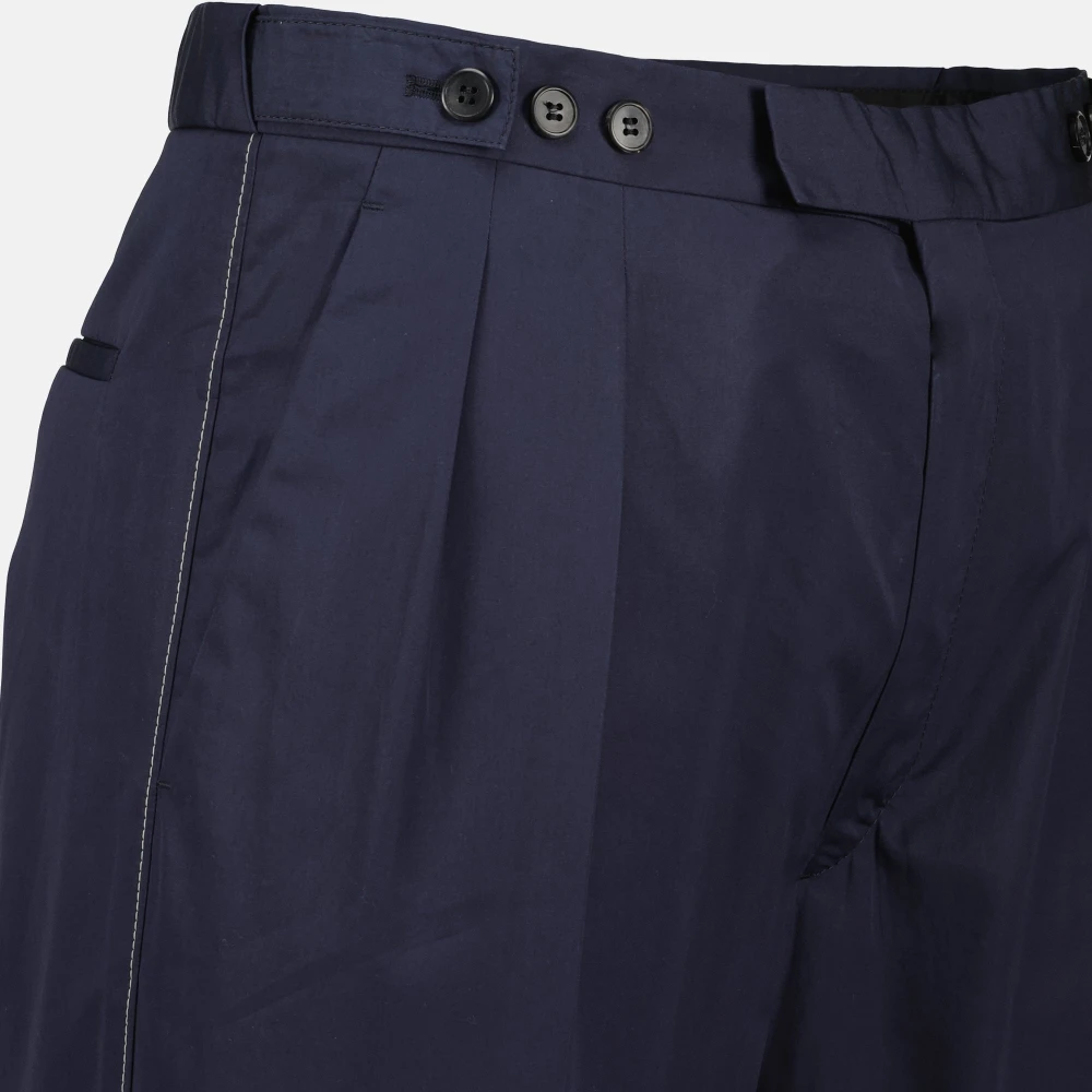 Prada Navy Katoenen Straight Leg Broek Blue Heren