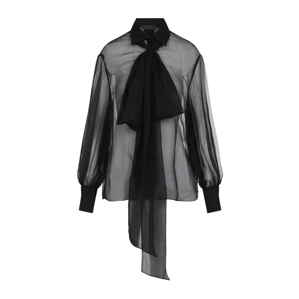 Valentino Elegante Chiffon Zijden Shirt voor Vrouwen Black Dames