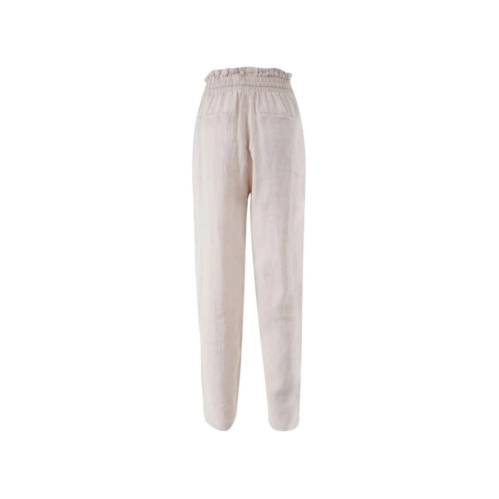 YES ZEE Beige Linnen Broek met Trekkoord Beige Dames
