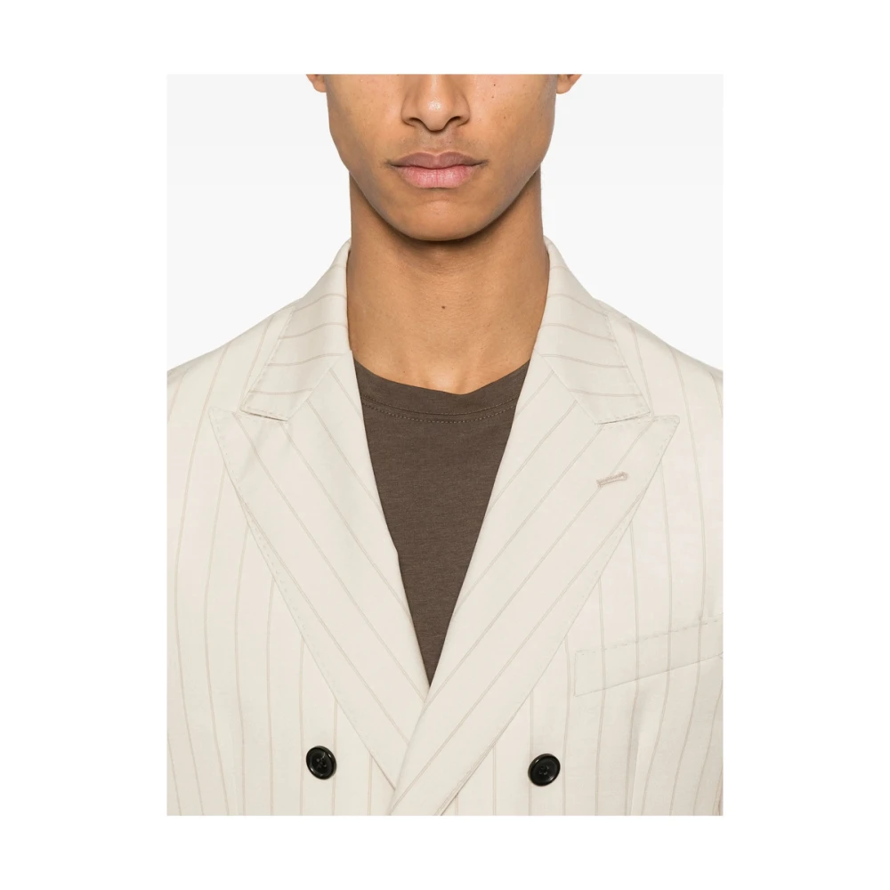 Reveres 1949 Beige Double-Breasted Pak met Achtersplitten Beige Heren