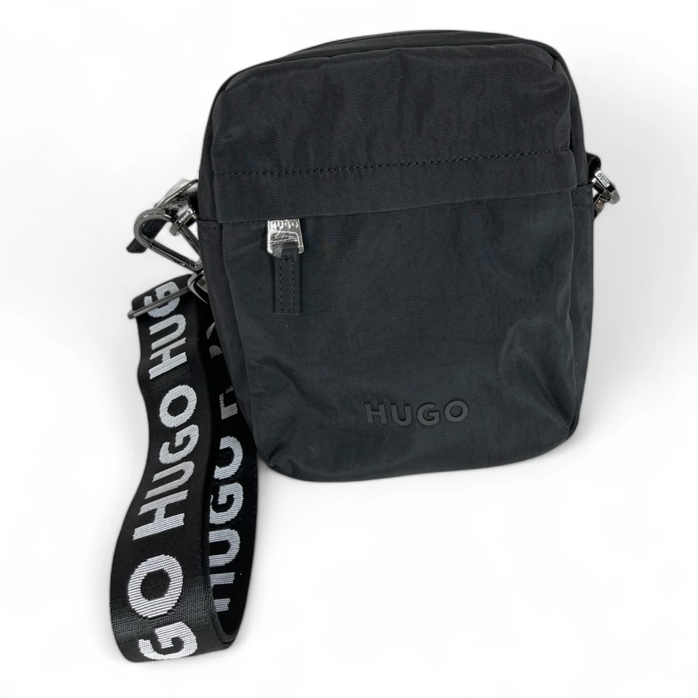 Hugo Boss Zwarte Reporter Tas met Rits voor Heren Black Dames