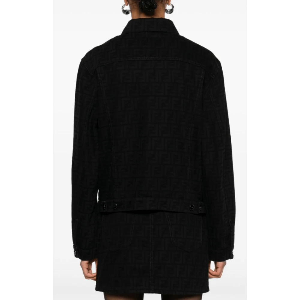 Fendi Zwarte Denimjack met FF Motief Black Dames