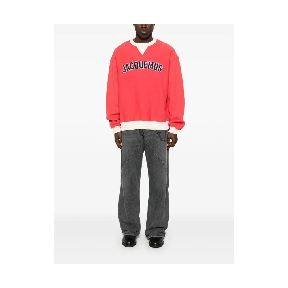 Jacquemus Klaproos Rode Crew Neck Sweatshirt Red Heren