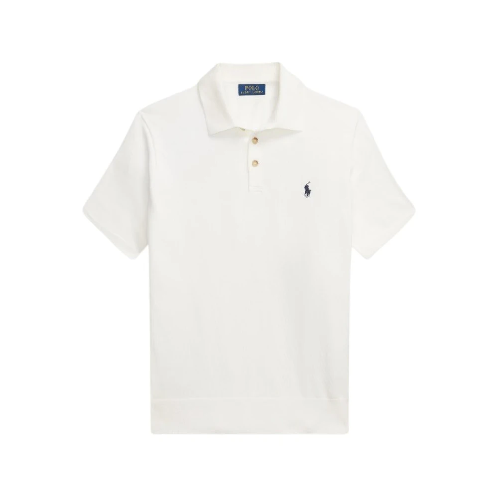 Polo Ralph Lauren Men's White Cotton Polo-Collar Jumper
