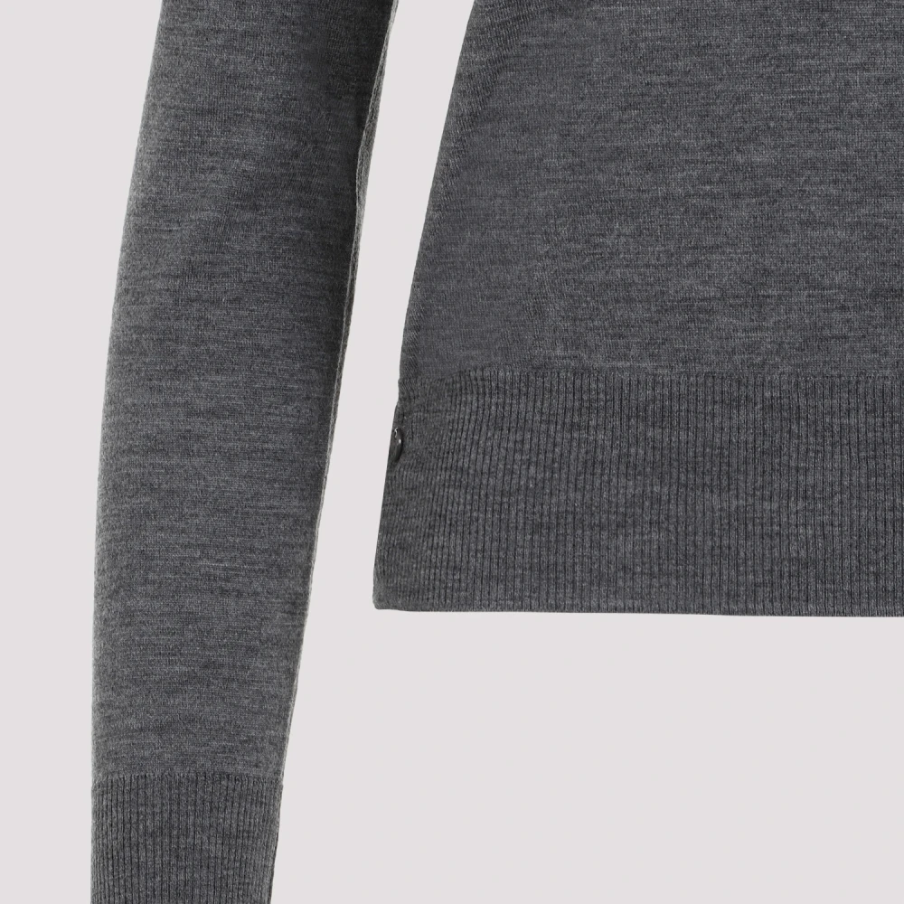 Thom Browne Grijze wollen trui met kenmerkende strepen Gray Dames