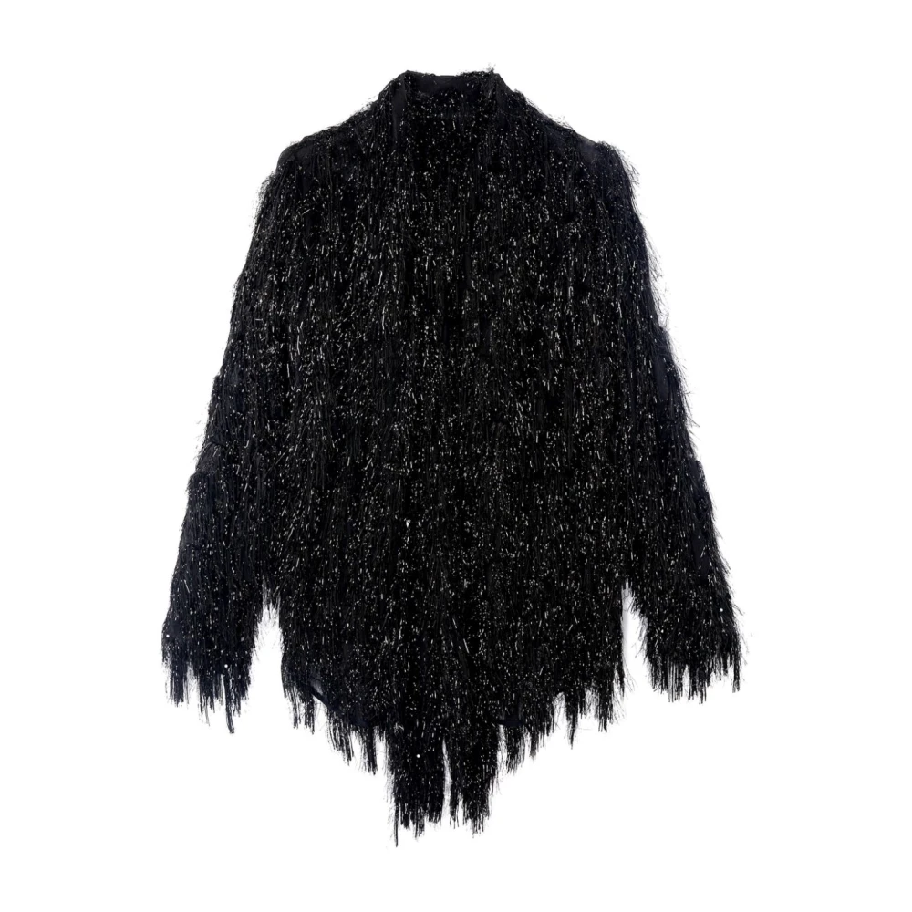 Stella Mccartney Glitter Tassel Shirt Black Dames