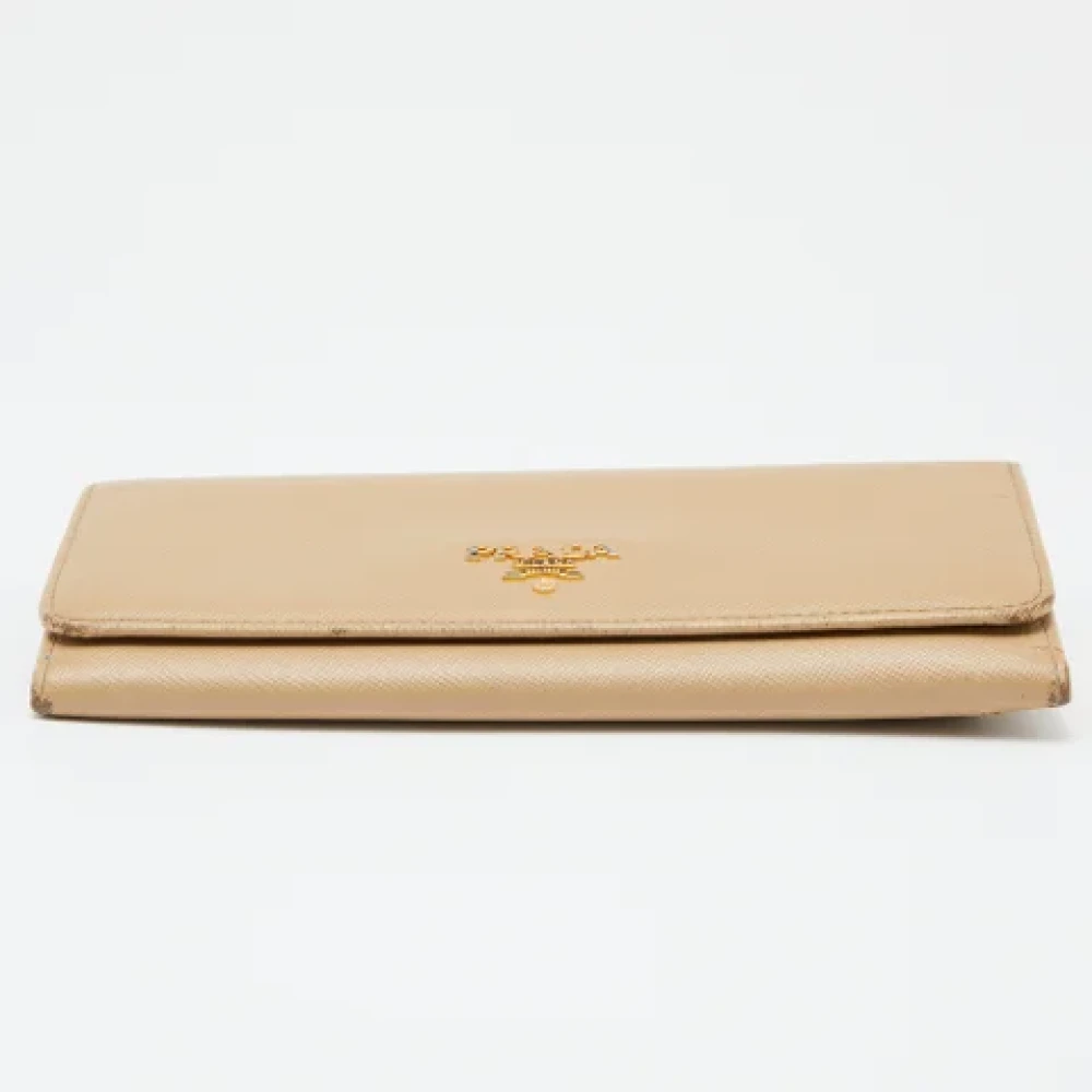 Prada Vintage Pre-owned Leather wallets Beige Dames