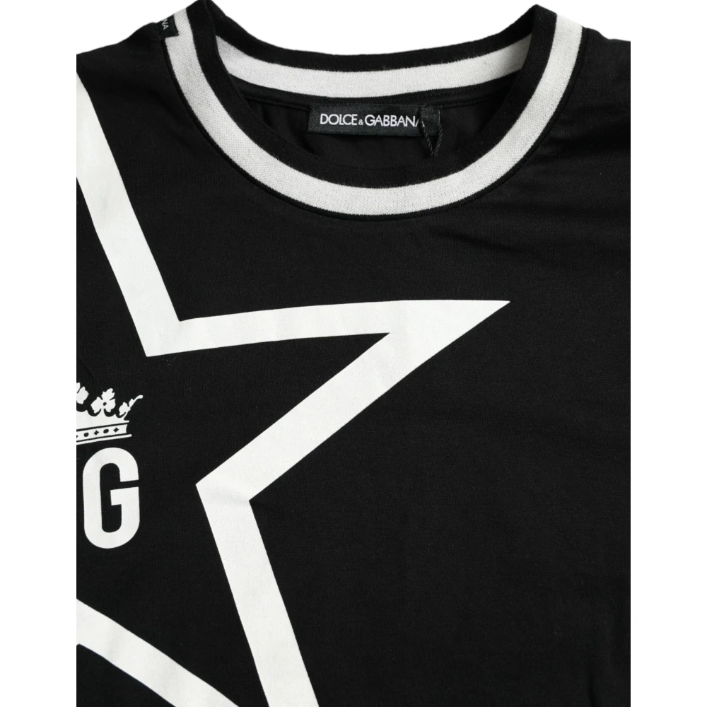 Dolce & Gabbana Zwart Logo Ster Katoen Crew Neck T-shirt Black Heren