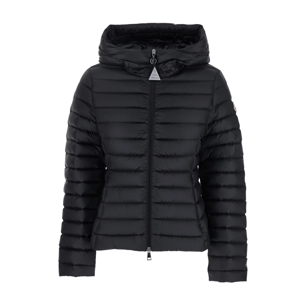 Moncler Svart dunjacka med logopatch Black, Dam