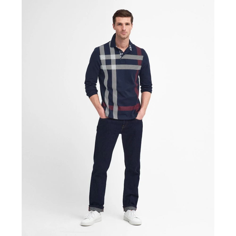 Barbour Tartan Poloshirt met Lange Mouwen Blue Heren