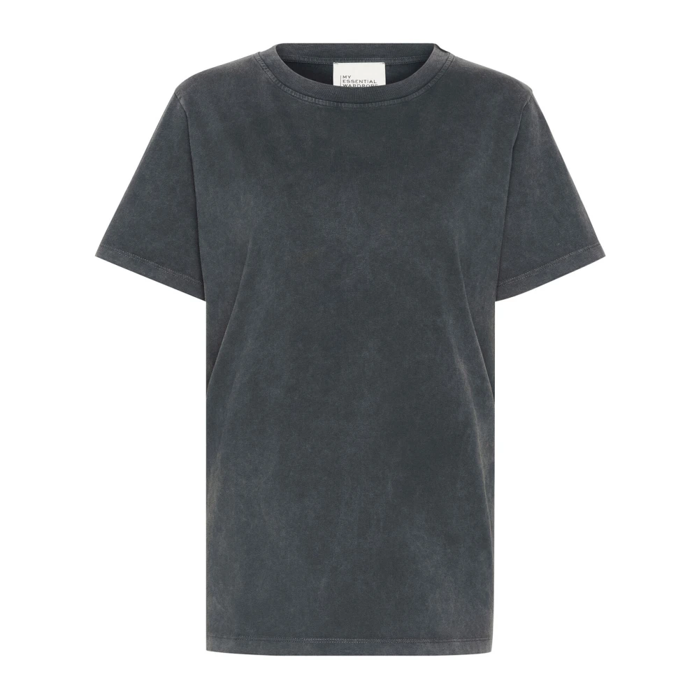 My Essential Wardrobe Donkergrijze Random Wash Tee Top Gray Dames