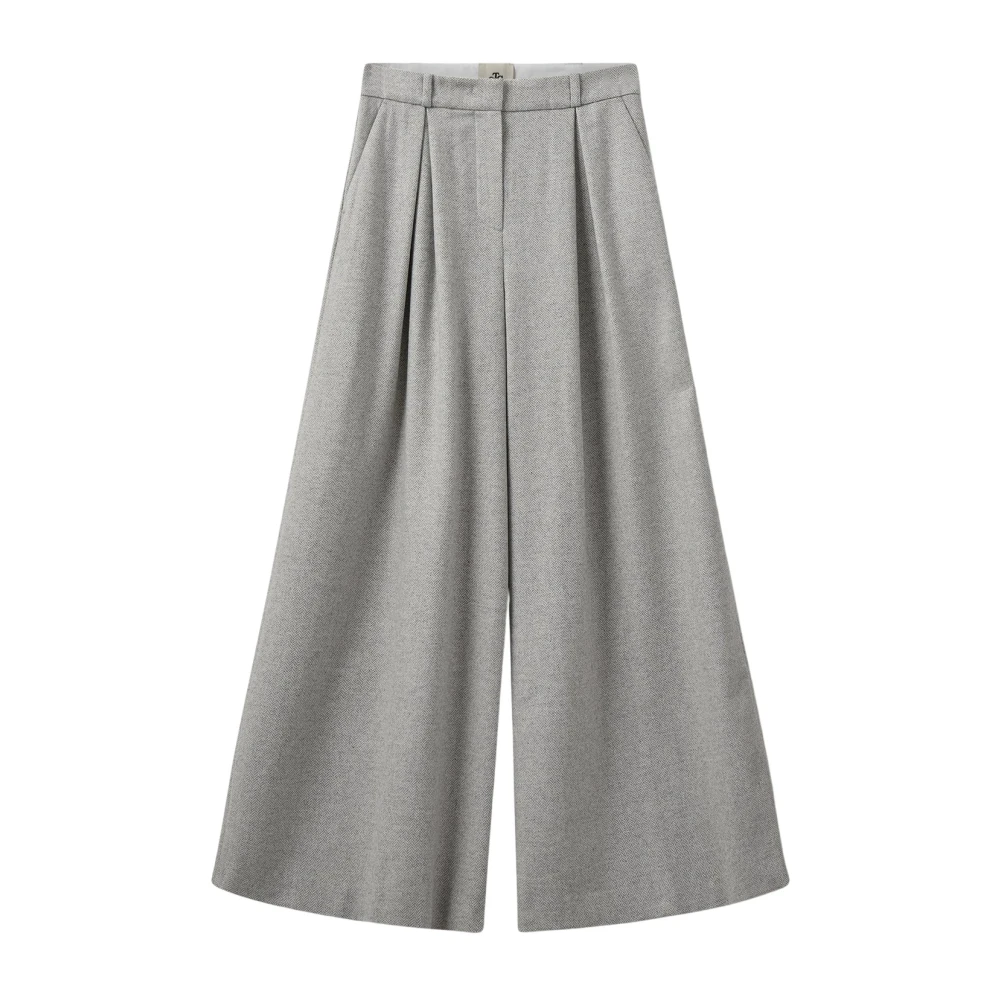 The Garment Gray Luxurious Wool Pleated Trousers - Female - Wide Trousers - S - Trousers