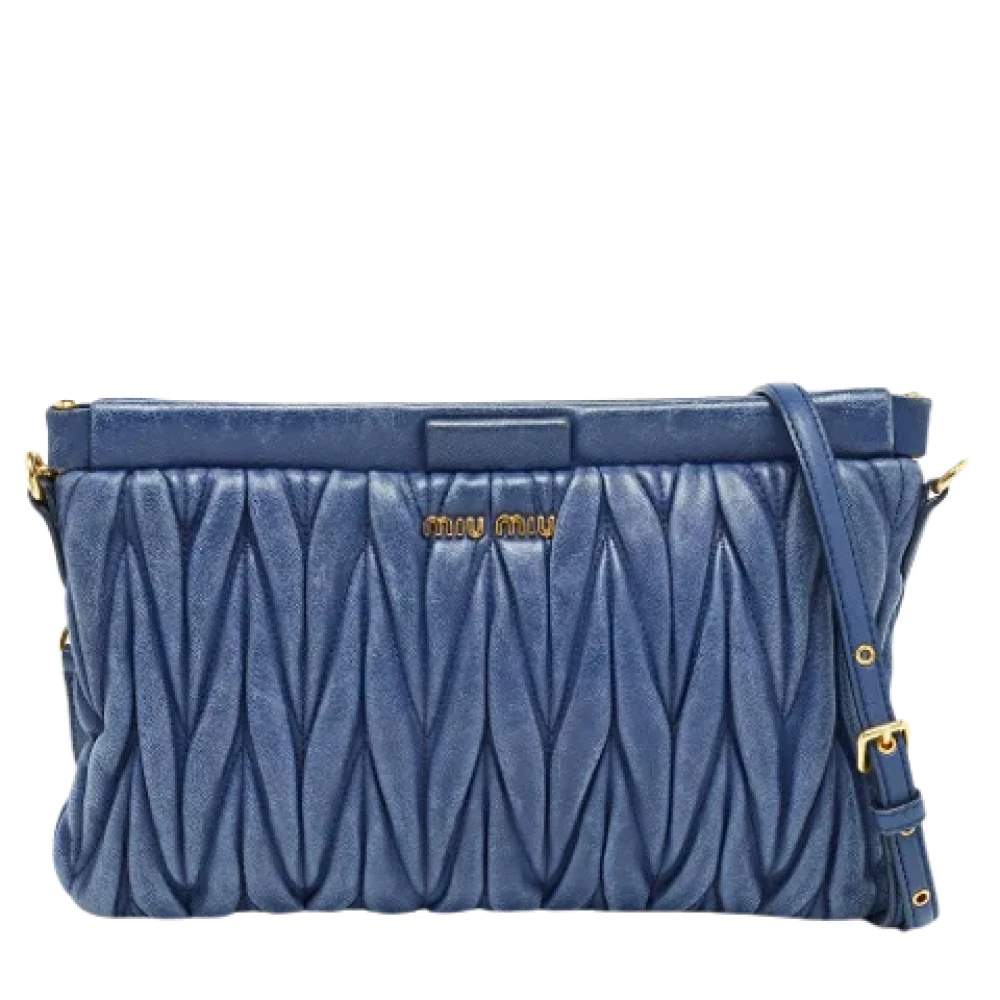 Miu Pre-owned Leather clutches Blue Dames
